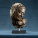 Portrait of a Dog Resting Its Head on a Woman Statue Bronze Resin Sculpture