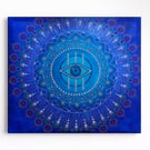  Sacred Eye Mandala – Hand-Painted Dot Spiritual Wall Art 