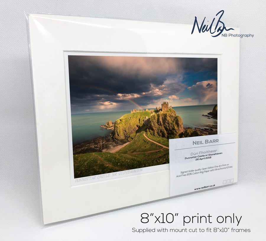 Dunnottar Castle Rainbow Stonehaven Scotland - A5 (10" x 8") Unframed Print