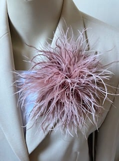 Pink Mix Ostrich Feather Style Brooch - Corsage Lapel Pin - large Size