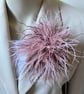 Pink Mix Ostrich Feather Style Brooch - Corsage Lapel Pin - large Size