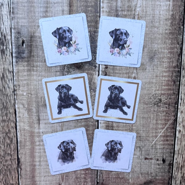 Black Labrador dog ephemera card toppers