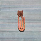 Textured Copper Cat Shape Paperclip 