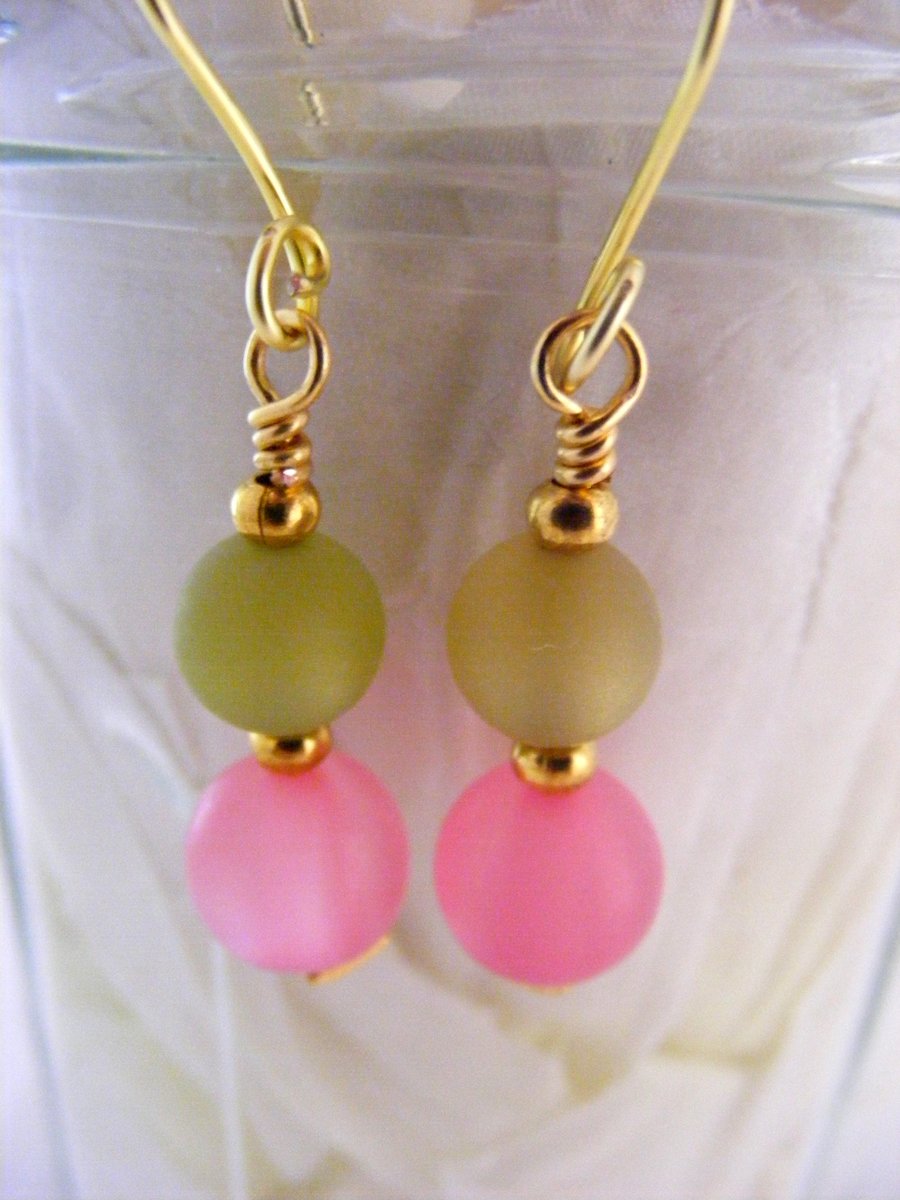 Pink and Green Polaris Earrings
