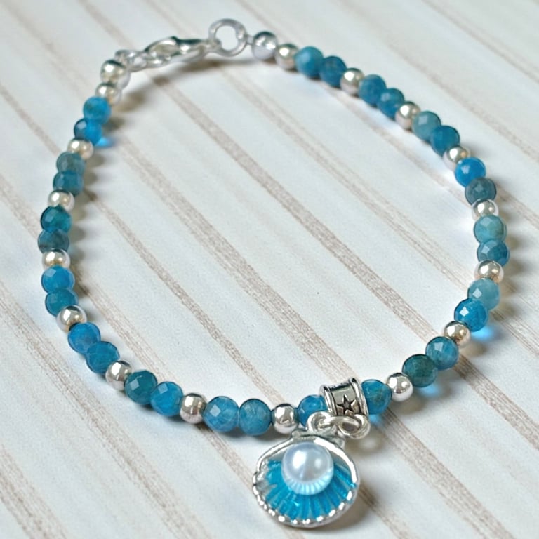 Dainty Teal Blue Apatite Bracelet
