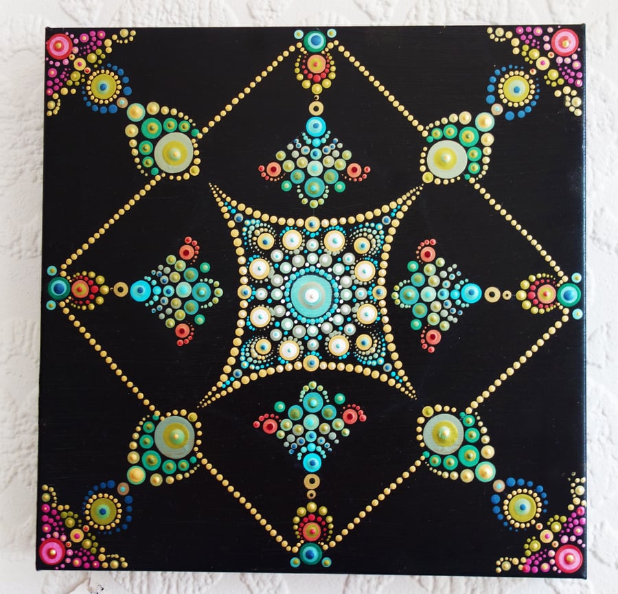 Mandala Dot  Art Spiritual Reiki Acrylic on Canvas