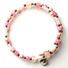 Pink and White Vintage Bead Memory Wire Bracelet - UK Free Post