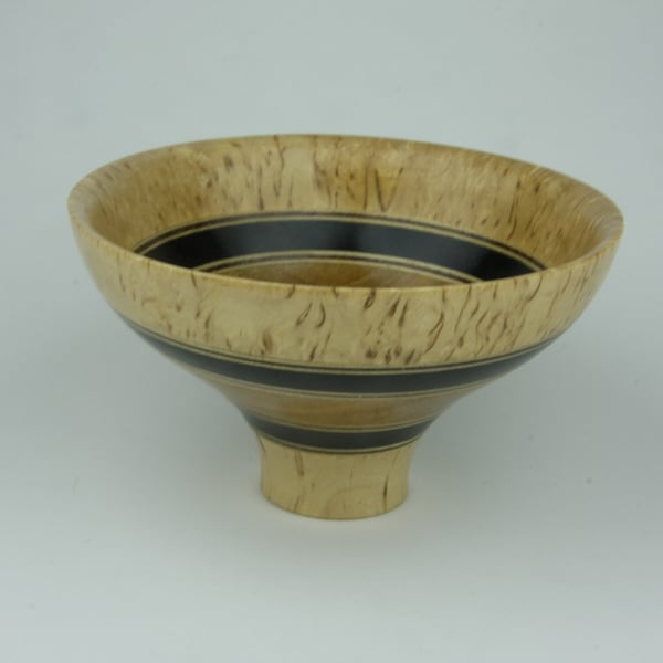 Small Masur Birch Wooden Bowl with Decorative Ebony Inlay No. 723
