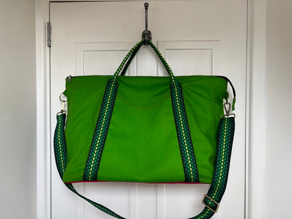 Large, zip top, soft-sided, waved canvas bag. Perfectly imperfect 