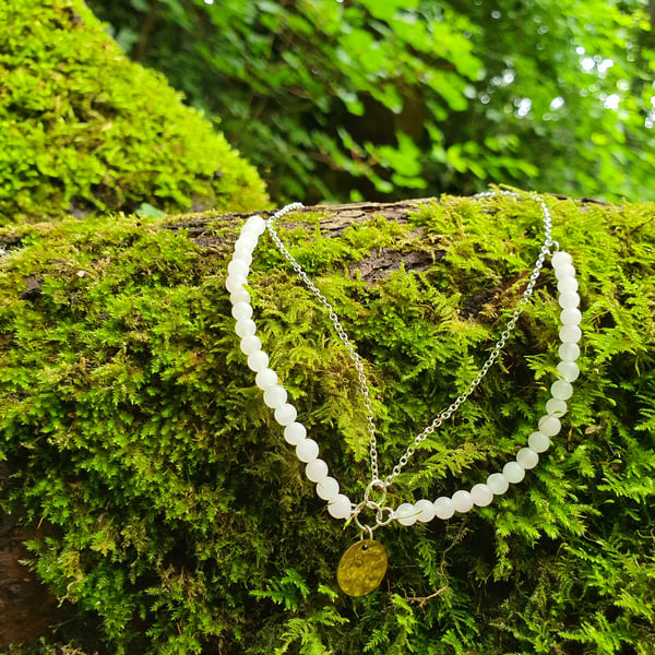 Natural rose quartz collar necklace 925
