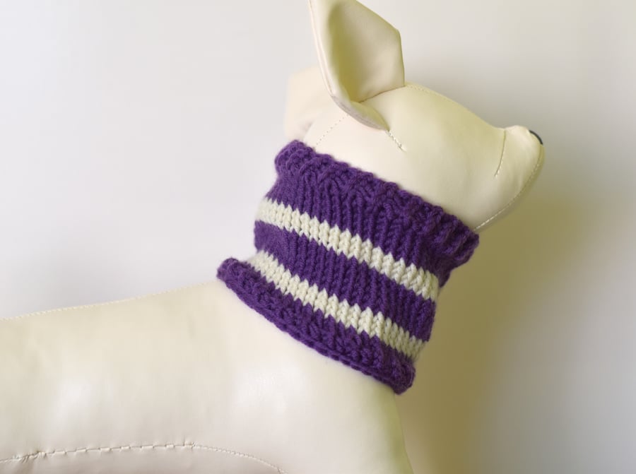 Hand Knitted Merino Wool Dog Snood - Striped neck Warmer for Dogs