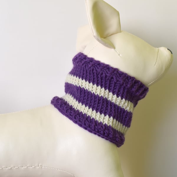 Hand Knitted Merino Wool Dog Snood - Striped neck Warmer for Dogs