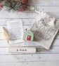 Little Wooden Handmade House in a Bag with Christmas Tree 'Home' 
