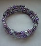 MAUVE, PURPLE, GREY AND SILVER MEMORY WIRE BRACELET.  871 - Image 3