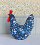 Navy Black Chicken Cushion - Decorative Chicken - Country Home Decor - Image 1