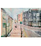 Stoke Village Plymouth Mixed Media Painting on Yupo paper Mounted