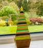 Fused glass Christmas tree in shades of blue glass with yellow glass star 