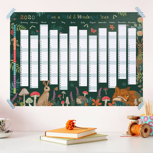 Wall Planner, Plan a Wild and Wonderful Year 2020 Calendar