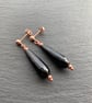 Faceted Black Onyx Teardrop Earrings, Ball Post Ear-wires 9ct Rose Gold Vermeil - Image 4