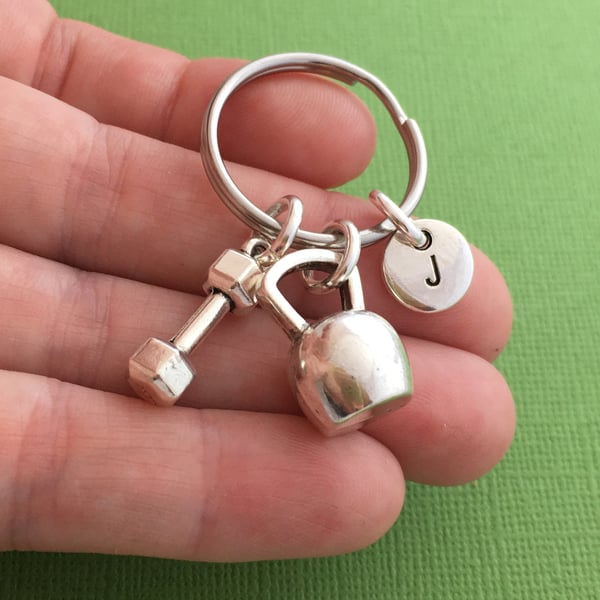 Kettlebell Dumbbell Personalised Gym Keyring
