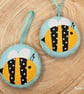 Whimsical Bee Felt Ornaments.  Handmade Hanging Decorations Spring Summer - Image 1