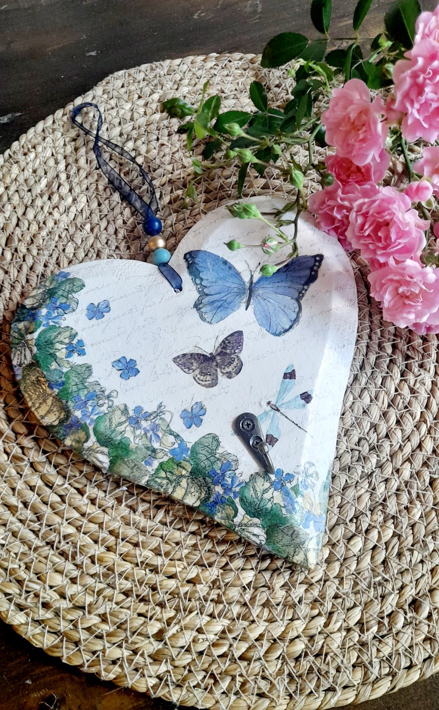 Butterfly Wooden Heart Keyhanger