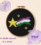 Genderqueer pride shooting star counted Cross stitch pattern