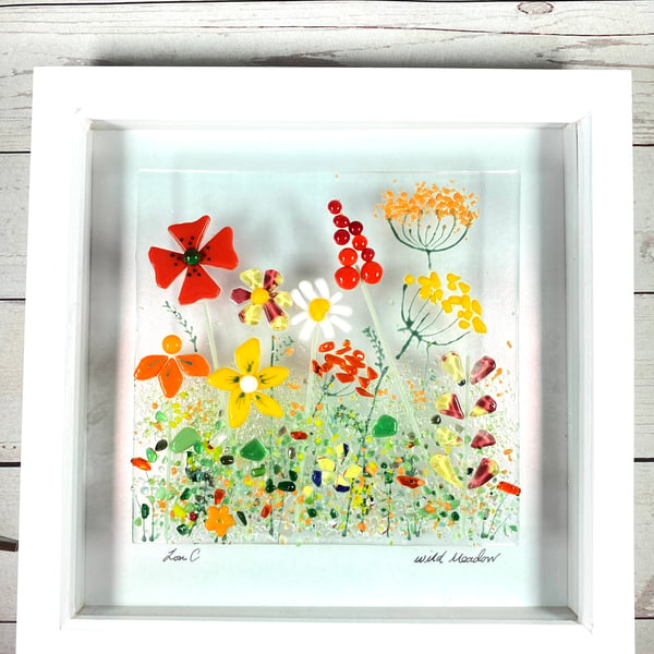 Summer meadow - fused glass picture