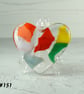 Fused glass heart multicoloured pocket hug with stand 5x4.5cm (151)