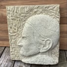 Stone Carving Portrait of Old Lady - Garden Outdoor Ornament Sculpture