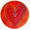 58mm Fabric Badge with Free Machine Embroidery Hand Dyed Silks and Cottons Badge