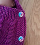 Hand Knitted Deep Pink Doll Cocoon With Buttons (A203) - Image 2