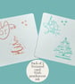  Pack of 2 Christmas tree cards in shimmery ink, for you,  love from Santa 