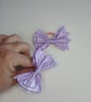 Set of 2 Purple Ribbon Bows on Hair Elastic – Layered Polka Dot Hair band - Image 3