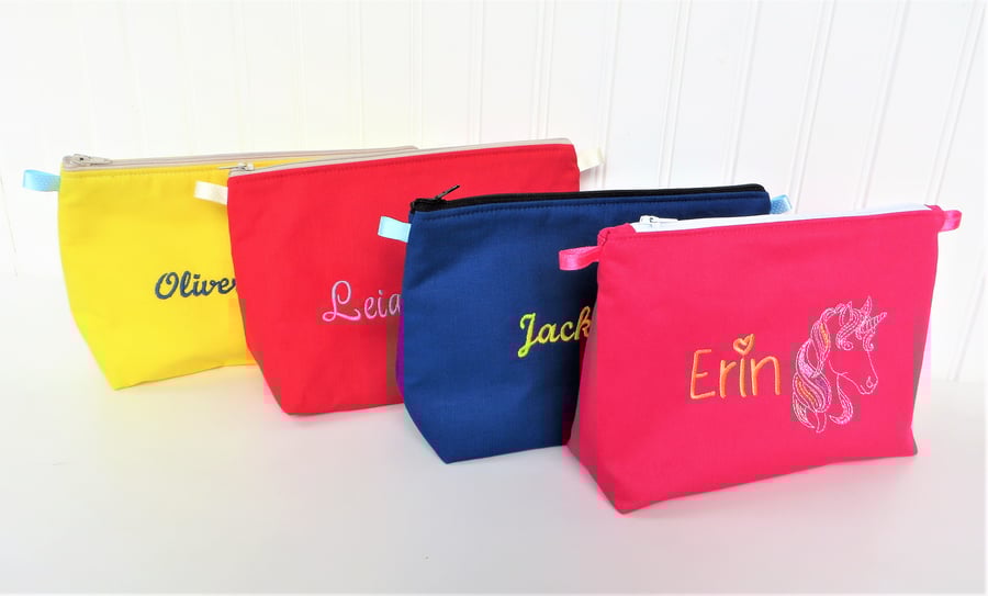 Personalised Embroidered Toiletry Bag for Children Folksy
