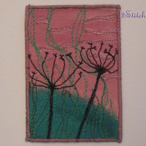 ACEO ‘Abstract Seed Heads - free-motion machine embroidered artwork