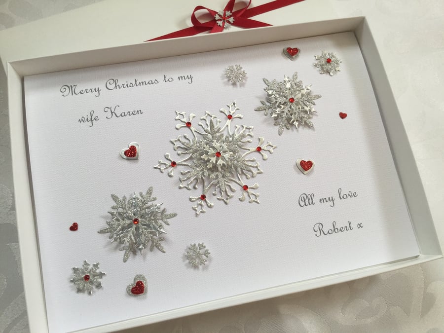 Christmas Card Personalised Husband Wife Mum Dad Girlfriend Gift Boxed Handmade