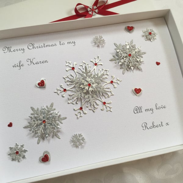Christmas Card Personalised Husband Wife Mum Dad Girlfriend Gift Boxed Handmade