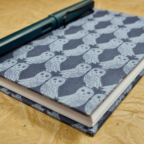 A6 Notebook with full cloth owl cover