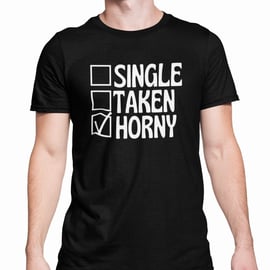 Single Taken Horny T Shirt Rude Funny Single Person Gift Joke Present