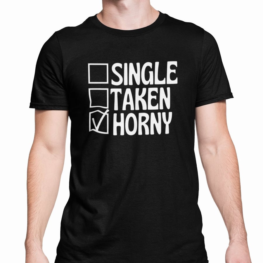 Single Taken Horny T Shirt Rude Funny Single Person Gift Joke Present