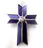 Cross Purple Suncatcher Stained Glass Handmade Crystal 061