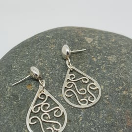Ariana by Fedha - sterling silver filigree dangles with stud fastening