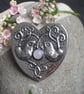 Heart Brooch with Rose Quartz, Love Birds Design - Image 5