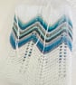 Shades of blue grey and aqua baby blanket, hand knitted in cotton yarn. - Image 4