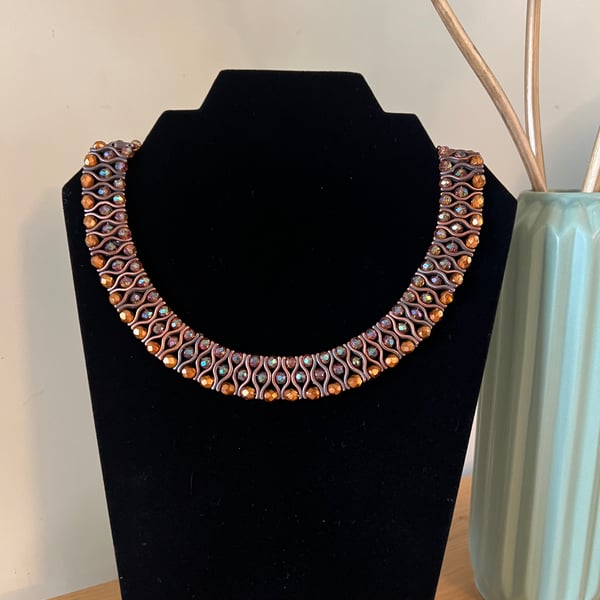 Collar Necklace - Pearlescent Copper