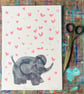 Baby elephant and butterflies screen print-new baby gift