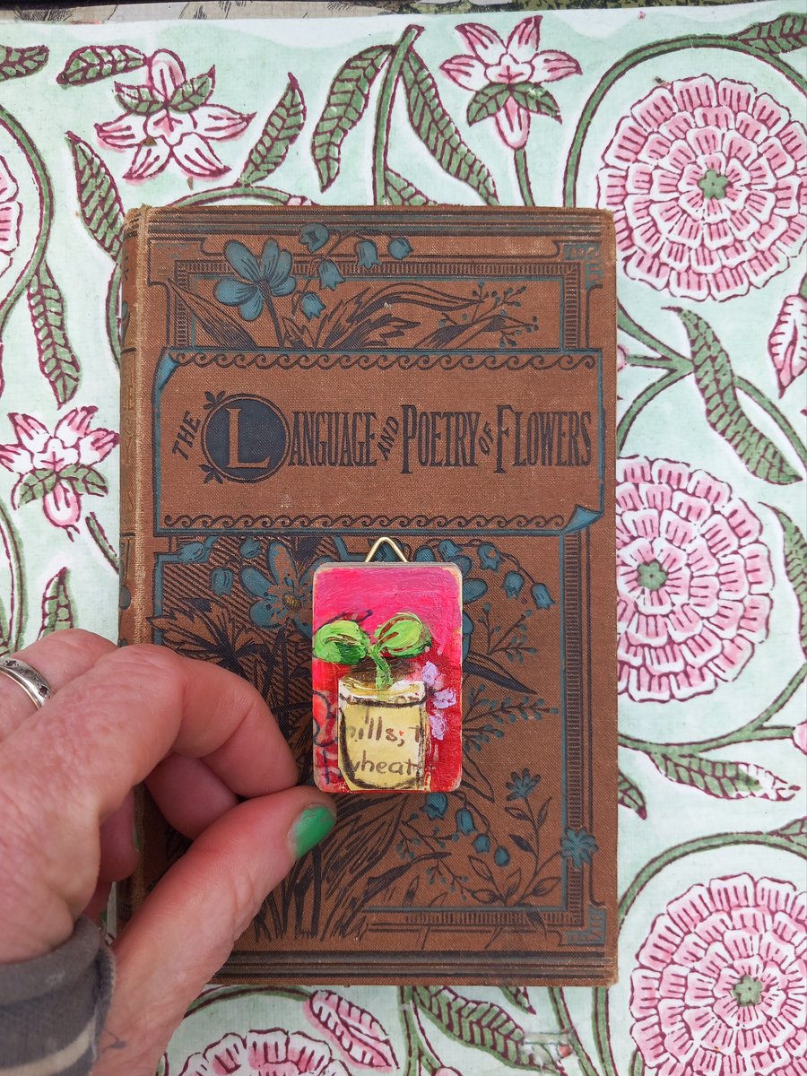 Miniature paintings on reclaimed wood. Nature and gardening inspired 