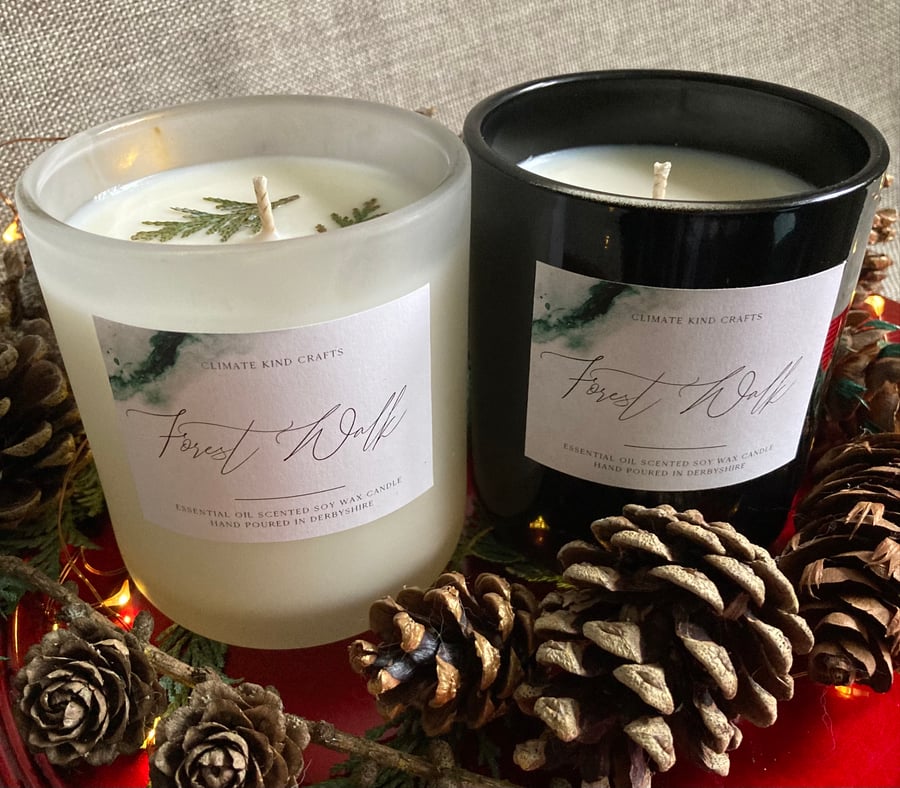 Forest fragranced soy wax candle, 300ml, vegan and eco friendly