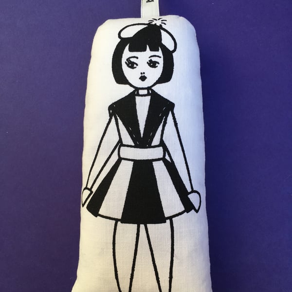 Hand Screen Printed Polish Doll Lavender Bag with 1960’s Fabric.
